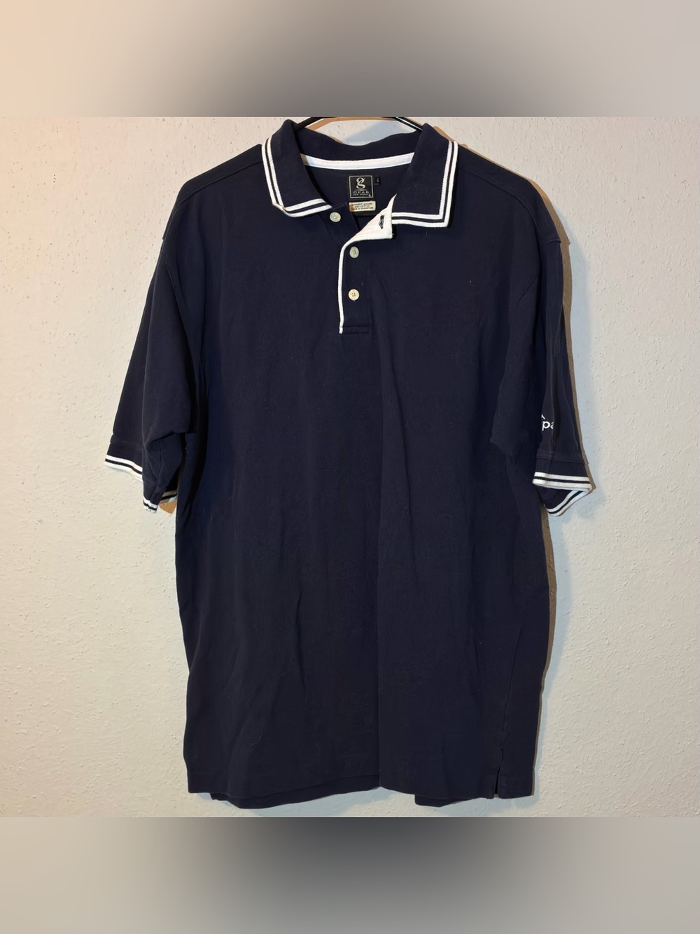 Gear For Sports Navy Blue Striped Collar Polo Shirt Size Large